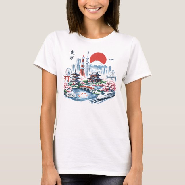 T-shirt Nippon Sakura Tokyo Cerisier  (Devant)