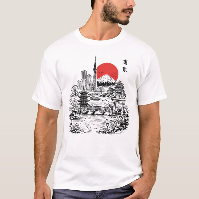 T-shirt Nippon Sakura Tokyo Cerisier  (Devant)