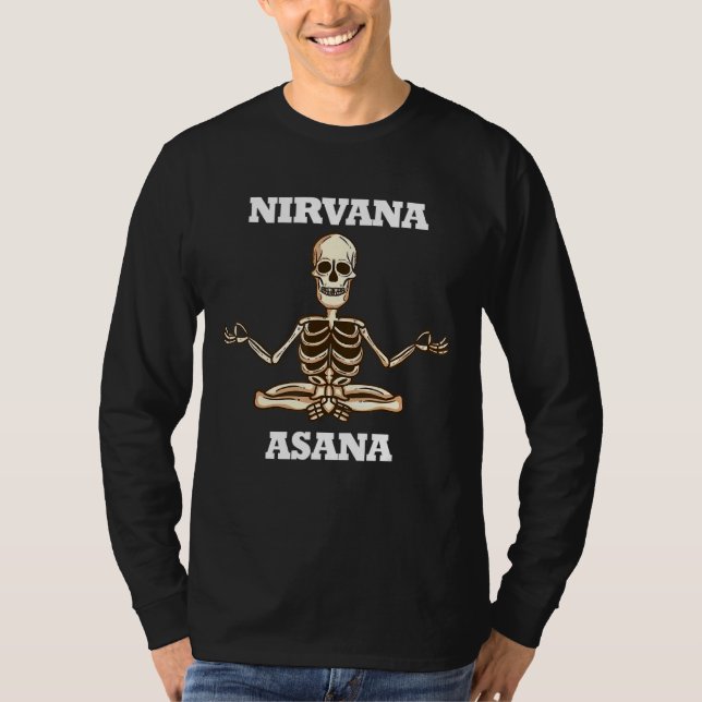 T-shirt Nirvana Asana Squelette Méditation Énergie (Devant)