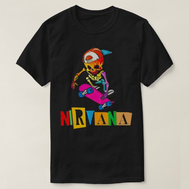 T-shirt Nirvanas Skateboard Skelton  (Design devant)