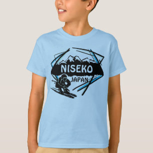 T-shirt Niseko Japon bleu garçons logo de ski