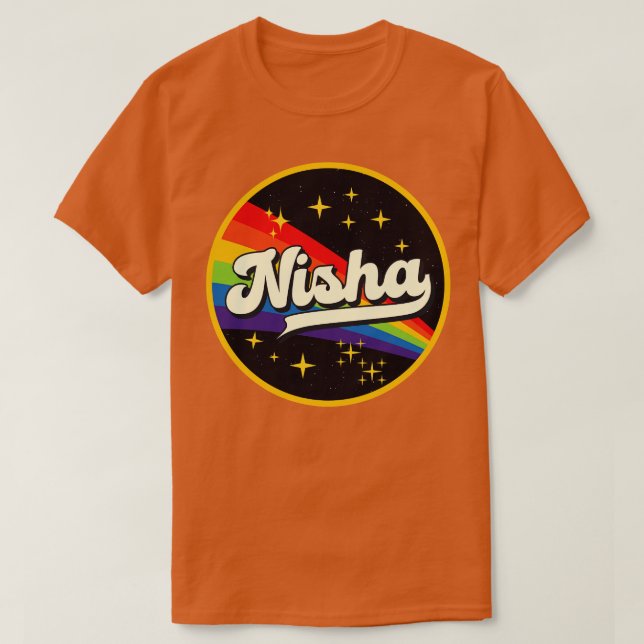 T-shirt Nisha Rainbow Dans L'Espace Style Vintage (Design devant)