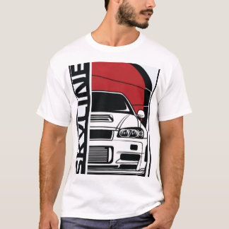 T-shirt Nissan Skyline R34 GTR Front Silhouette & Japanese
