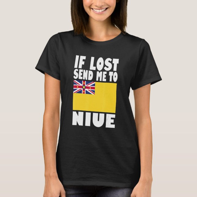 T-shirt Niue Flag Design  If lost send me to Niue (Devant)