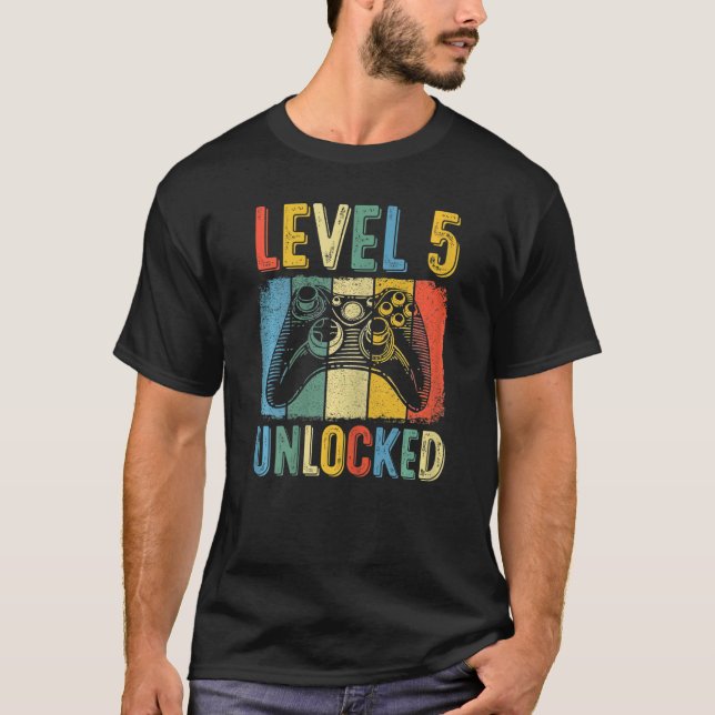 T-shirt Niveau 05 Jeu vidéo déverrouillé 05e anniversaire (Devant)