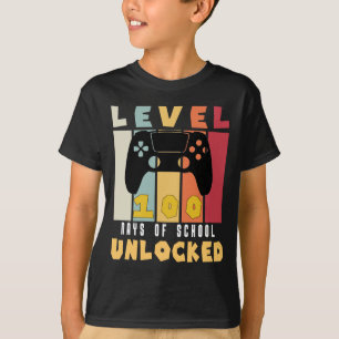 T-shirt Niveau 100 De l'école déverrouillé gamer cool garç