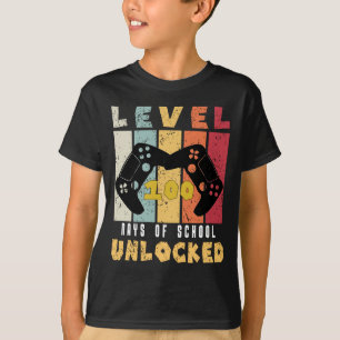 T-shirt Niveau 100 De l'école déverrouillé gamer cool garç