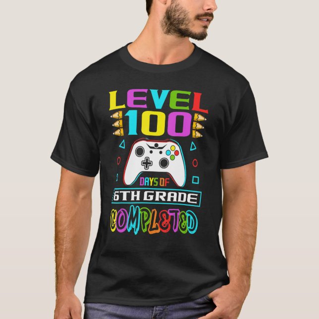 T-shirt Niveau 100 Jours De 6e Année Primaire Jeu Co (Devant)