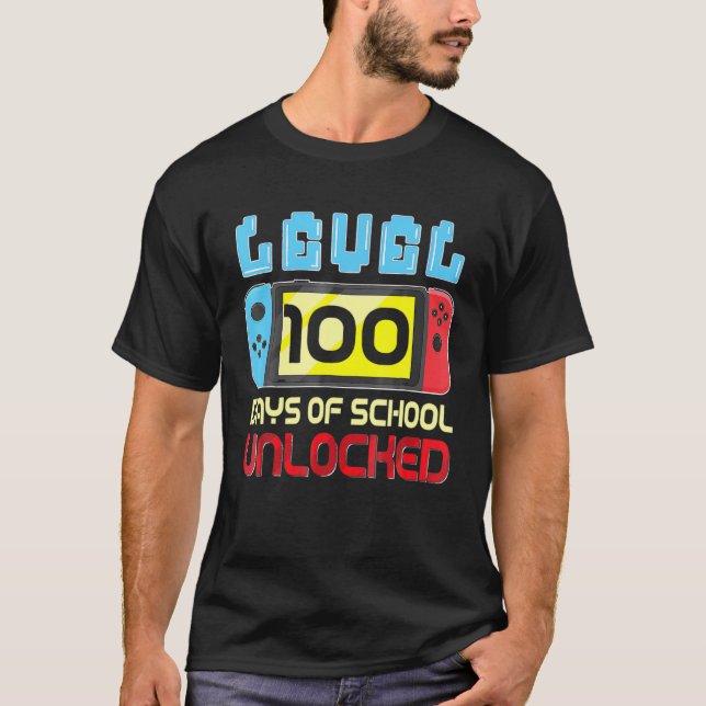 T-shirt Niveau 100 Jours De Jeux Vidéo De Gamer Déverrouil (Devant)