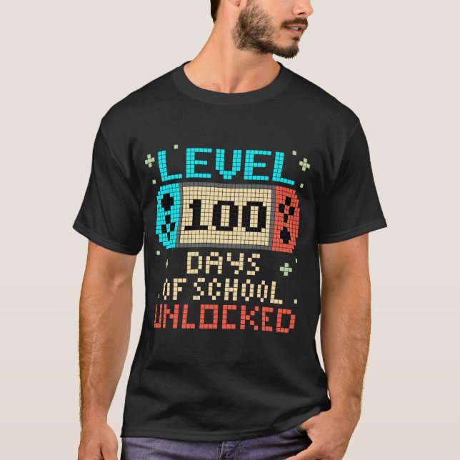 T-shirt Niveau 100 Jours De Jeux Vidéo De Gamer Déverrouil (Devant)