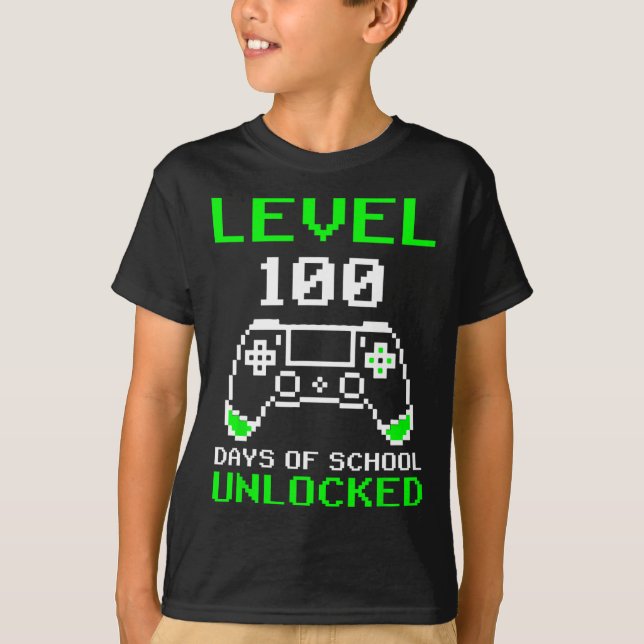 T-shirt Niveau 100 Jours De Jeux Vidéo De Gamer Déverrouil (Devant)