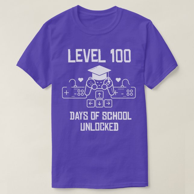 T-shirt Niveau 100 Jours De L'École Déverrouillé Jeu 100E  (Design devant)