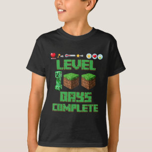 T-shirt Niveau 100 Jours De L'École Déverrouillé Jeu Pixel