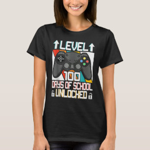 T-shirt Niveau 100 Jours D'école Débloqué Jeux Vidéo Garço