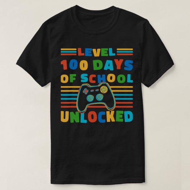 T-shirt Niveau 100 Jours d'école déverrouillé Rétro 100e J (Design devant)