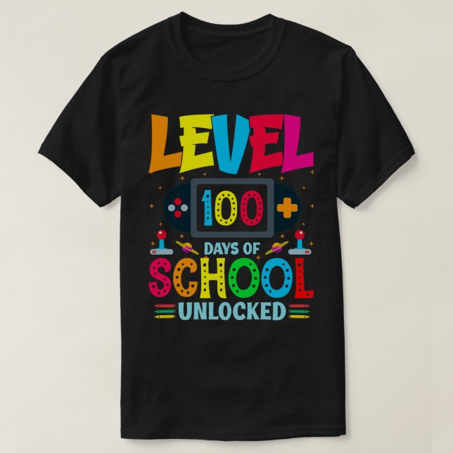 T-shirt niveau 100 jours d'école déverrouillée 29 (Design devant)