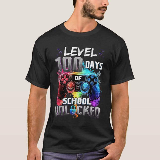 T-shirt Niveau 100 Jours D'École Déverrouillés Garçons 100 (Devant)