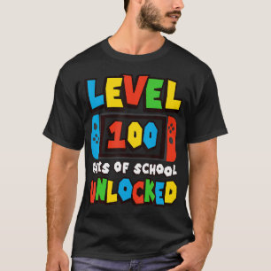 T-shirt Niveau 100 Jours D'École Jeux Vidéo Déverrouillés 