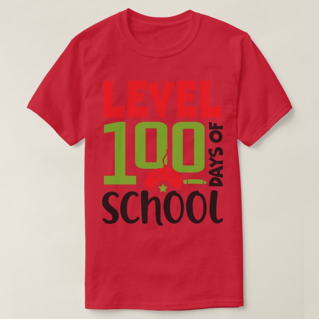 T-shirt Niveau 100 Vidéo Jeu 100 jours de garçons d'école  (Design devant)