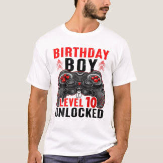 T-shirt Niveau 10 Anniversaire Déverrouillé Garçon 10 ans 
