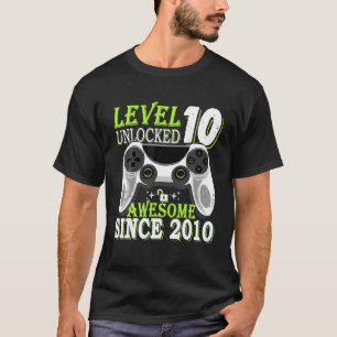 T-shirt Niveau 10 Awesome 2010 Video Game 10th Bir