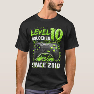 T-shirt Niveau 10 Awesome 2010 Video Game 10th Bir