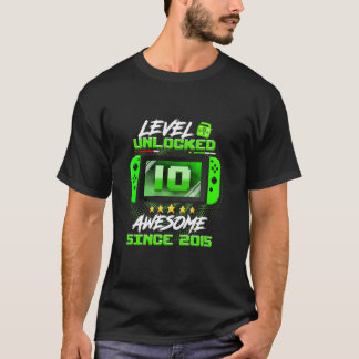 T-shirt Niveau 10 débloqué à 10 ans Incroyable Anniversair