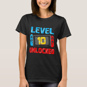 T-shirt Niveau 10 Débloqué Joueur Cadeau d'anniversaire 10