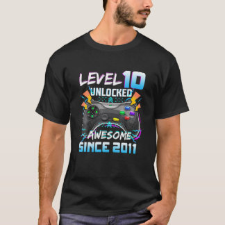 T-shirt Niveau 10 Déverrouillé Awesome 2011 Jeu Vidéo 10E 