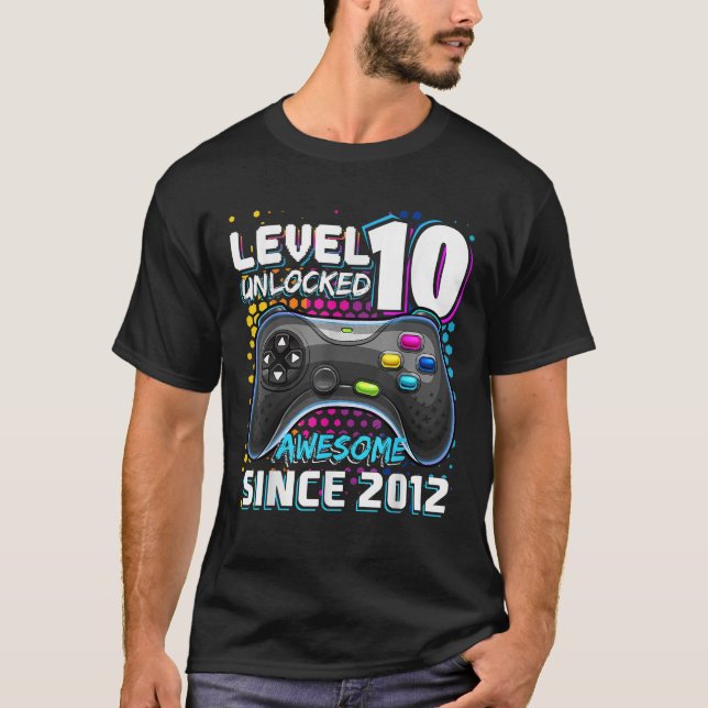 T-shirt Niveau 10 Déverrouillé Awesome 2012 jeu vidéo 10th (Devant)