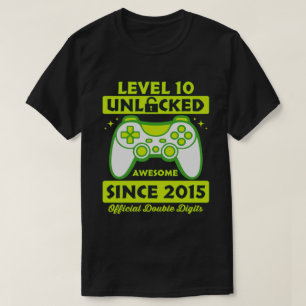 T-shirt Niveau 10 Déverrouillé Awesome 2015 10e anniversai