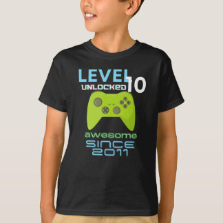 T-shirt Niveau 10 Déverrouillé Awesome Video Gamer 2011