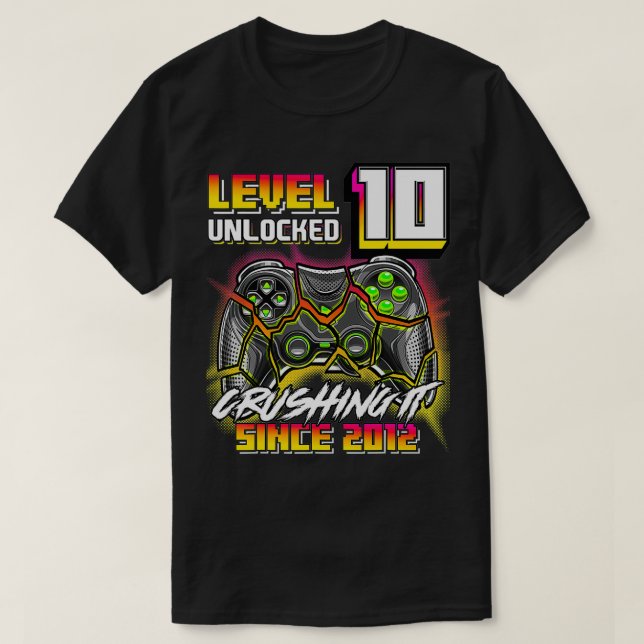 T-shirt Niveau 10 Déverrouillé Crushing It 2012 jeu vidéo  (Design devant)