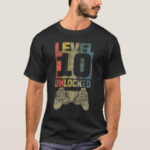T-shirt Niveau 10 Jeu vidéo déverrouillé 10e anniversaire