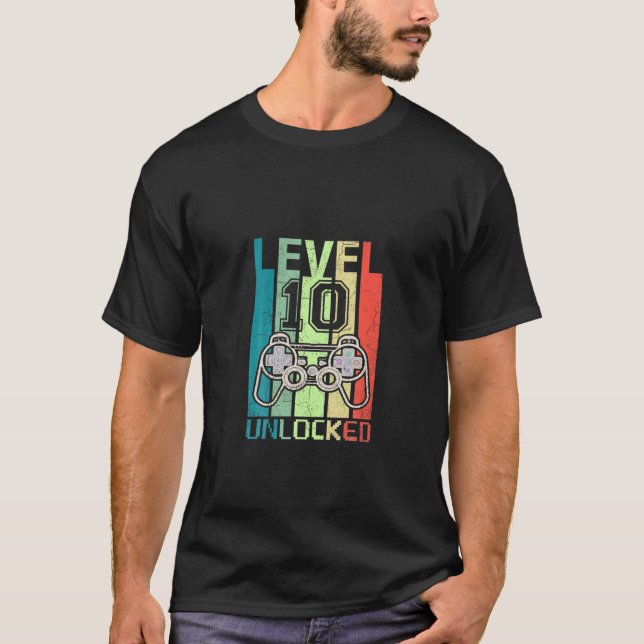 T-shirt Niveau 10 Video Gamer 10e anniversaire (Devant)