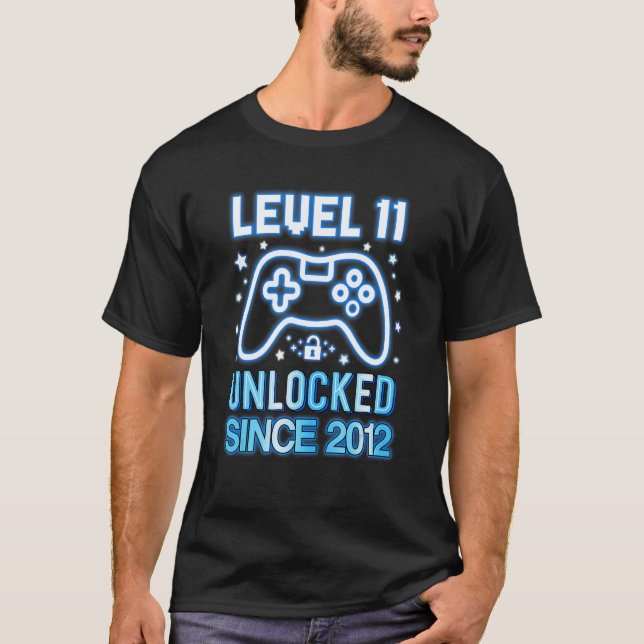 T-shirt Niveau 11 Débloqué Awesome 2012 Jeu vidéo 11e anni (Devant)