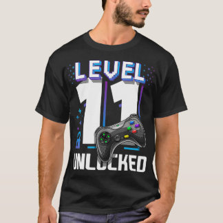 T-shirt Niveau 11 Déverrouillé Jeu vidéo 11e Anniversaire