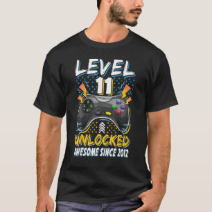 T-shirt Niveau 11 Joueur déverrouillé 11ème Anniversaire G