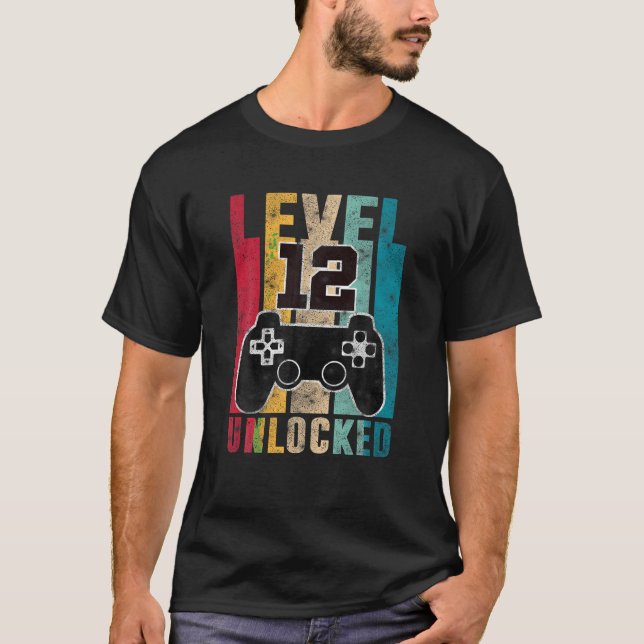 T-shirt Niveau 12 Déverrouillé 12 ans Gamers 12e anniversa (Devant)
