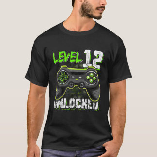T-shirt Niveau 12 Déverrouillé Anniversaire Enfants 12E Je