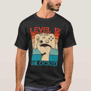 T-shirt Niveau 12 Déverrouillé Anniversaire Funny Vidéo Ga