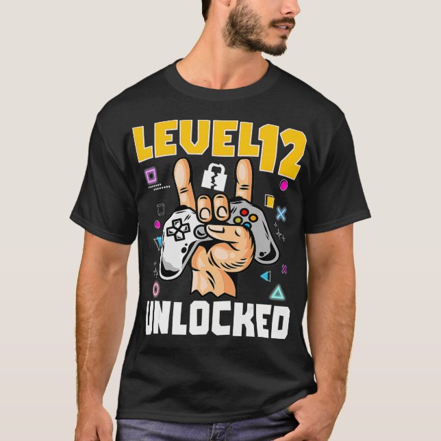 T-shirt Niveau 12 Déverrouillé Awesome jeu vidéo 12e anniv (Devant)