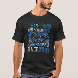 T-shirt Niveau 12 Déverrouillé Étonnant Depuis 2010 12E An