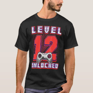 T-shirt Niveau 12 Jeu vidéo déverrouillé 12e anniversaire 