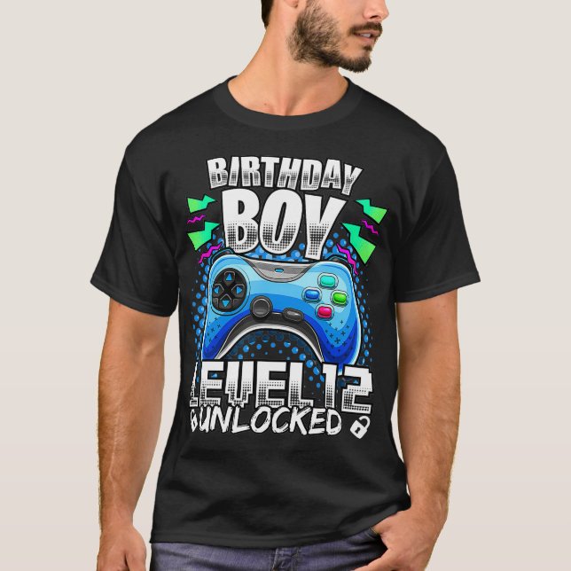 T-shirt Niveau 12 Jeu vidéo déverrouillé 12e Jeu d'anniver (Devant)