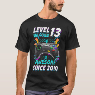 T-shirt Niveau 13 Débloqué Gamer 13e Anniversaire 13