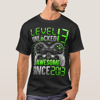 T-shirt Niveau 13 Débloqué Garçons de 13 Ans Anniversaire 