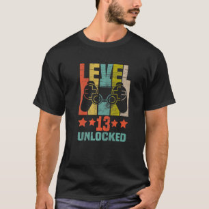 T-shirt Niveau 13 Déverrouillé Funny Video Gamer 13e anniv