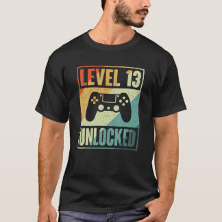 T-shirt Niveau 13 Déverrouillé Vidéo Gamer Retro - 13E Ann