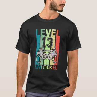 T-shirt Niveau 13 Jeu vidéo déverrouillé 13e anniversaire